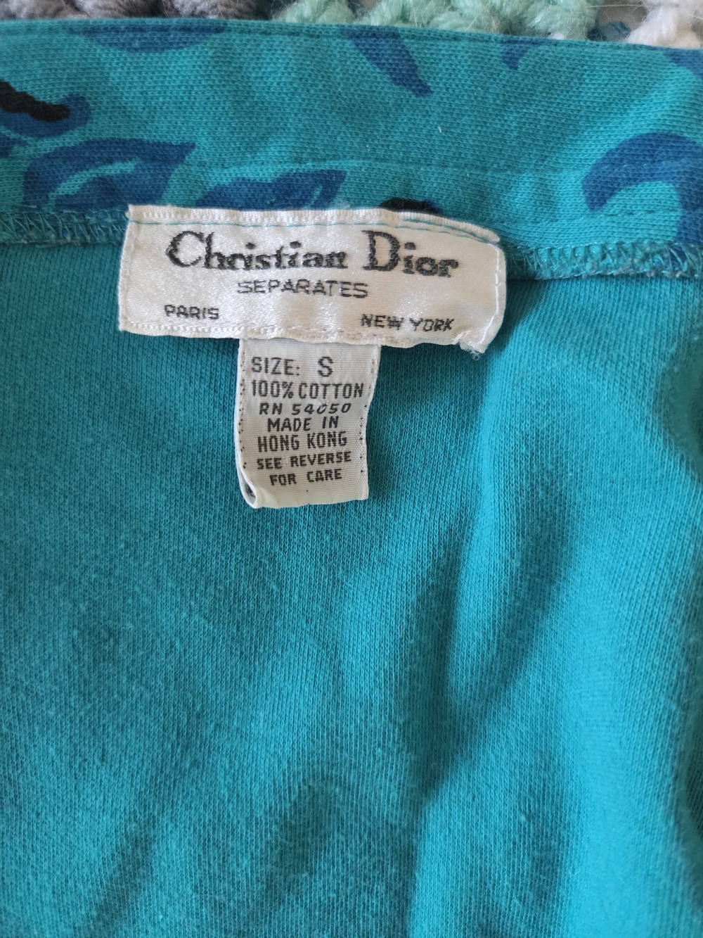 Christian Dior Separates Paris NY turquoise floral cardigan / lounge jacket - Picture 6 of 6